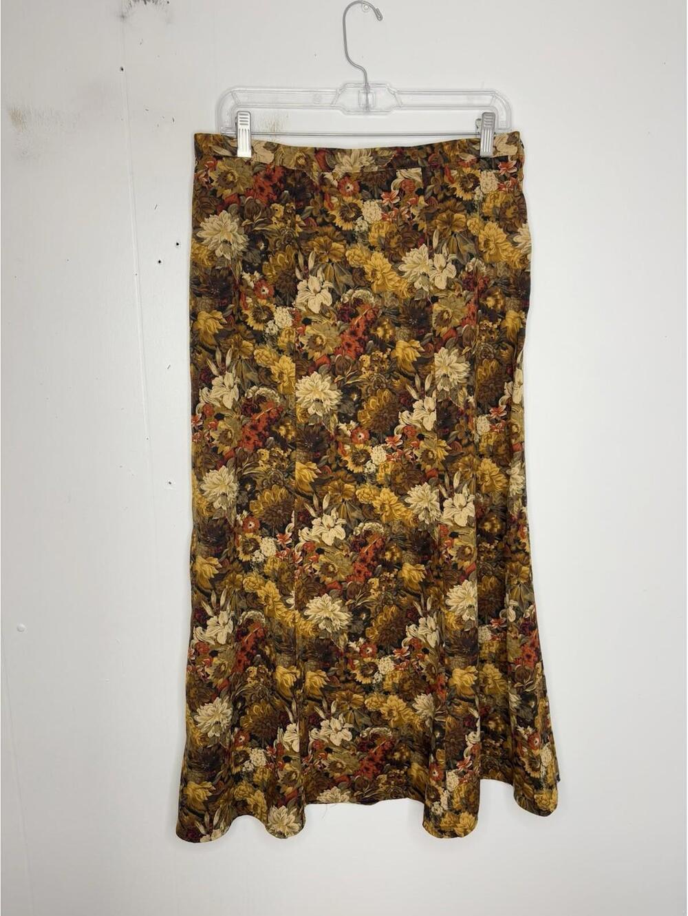Notations Skirt Womens Medium Moleskin Floral Maxi Grunge 90s Autumn Colors